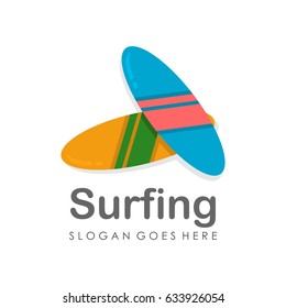 Surfing board logo design vector