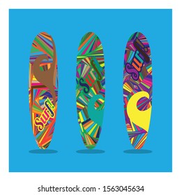 surfing board with pop art color