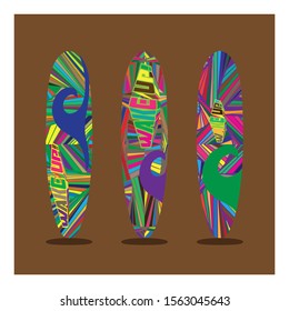 surfing board with pop art color