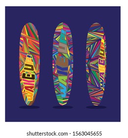 surfing board with pop art color