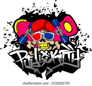 surfing board. skull cool glasses splash logo