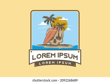 Surfing board and skull illustration design
