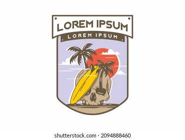 Surfing board and skull illustration design