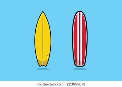 Surfing Board vector icon illustration. Summer beach sport, holiday icon design concept. Swimming objects, Surf travel, Sea traveling, Beach sport, Summer objects.