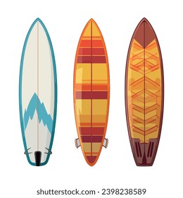 Surfing board vector set. Surfboard summer elements