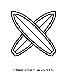 Surfing boards outline icon. Surfboard graphic design. Editable stroke. Isolated vector illustration