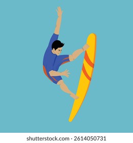 Surfing Boy Riding Wave Summer Ocean Sport Youth