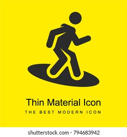 Surfing bright yellow material minimal icon or logo design