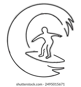 surfing brush strokes on a white background. Vector illustration.