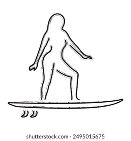 surfing brush strokes on a white background. Vector illustration.