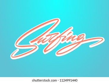 Surfing brush vector lettering