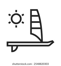 Surfing Bus Icon, Camper Minibus Vector Symbol in Outlined Style.
