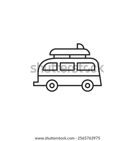 Surfing Bus icon line art vector