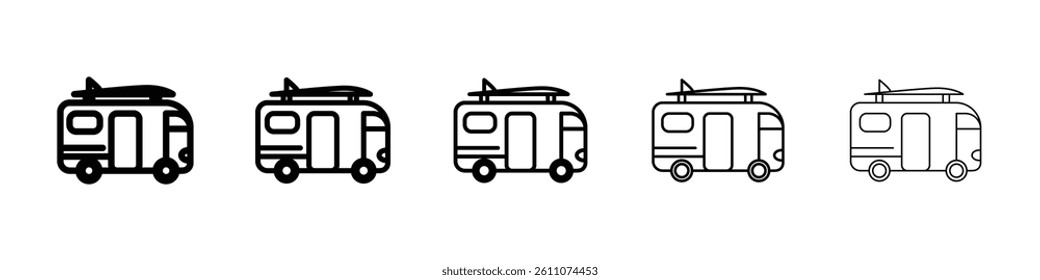 Surfing Bus icon Symbol mark in Outline style