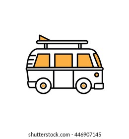 Surfing Bus Vector Icon