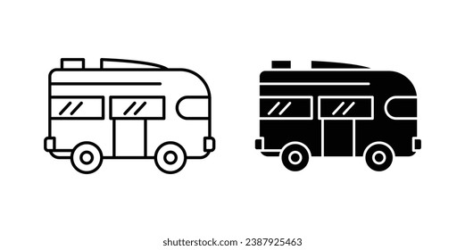 Surfing Bus vector icon set. vector illustration