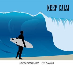 surfing by the ocean vector illustration
