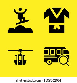 surfing, cable car cabin, kimono and bus vector icon set. Sample icons set for web and graphic design