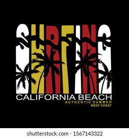 surfing california beach,images,lettering,tee ,graphic t shirt print vector illustration design