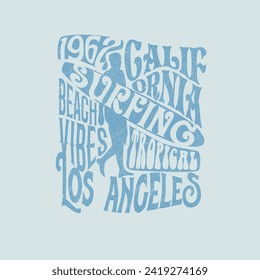 Surfing California Los Angeles beach vibes tropical summer ocean t shirt design