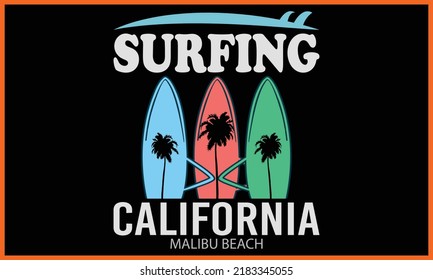 Surfing California Malibu Beach T-shirts