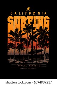 surfing california palm beach chase the mavericks vintage typography t-shirt print