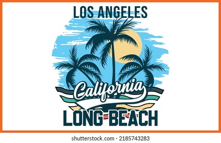 Surfing California Paradise Beach T-Shirts Design.