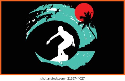Surfing California Paradise Beach T-Shirts Design.