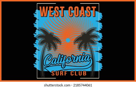 Surfing California Paradise Beach T-Shirts Design.