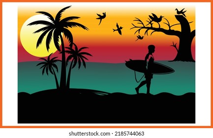 Surfing California Paradise Beach T-Shirts Design.