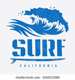 Surfing California T Shirt Design Vintage Stock Vector (Royalty Free ...