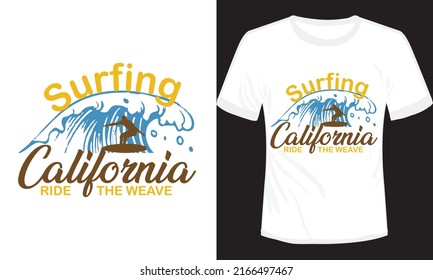 Surfing California T-shirt Design Vector Illustration