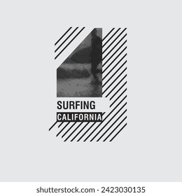 Surfing California typography summer ocean poster