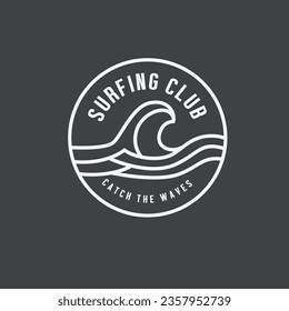 Surfing Club Typography wave logo print graphic design