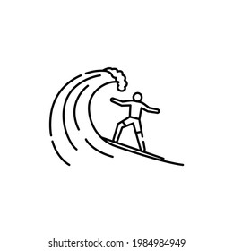 Surfing color line icon. Isolated vector element. Outline pictogram for web page, mobile app, promo