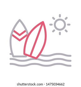 surfing colour line vector icon