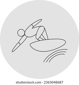 Surfing competition icon. Sport sign. Line art.