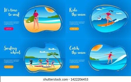 Surfing concept set. Abstract vector illustration