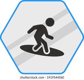 Surfing Concept Vector Blue Color Icon Design, Pool and beach safety rules on white background, wave rider Symbol, Swimming Sports hexagon signboard mockup stock illustration