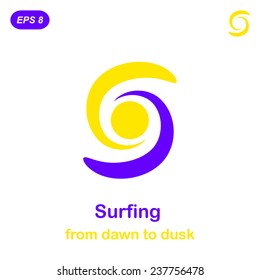Surfing conception icon, 2d illustration, vector, eps 8