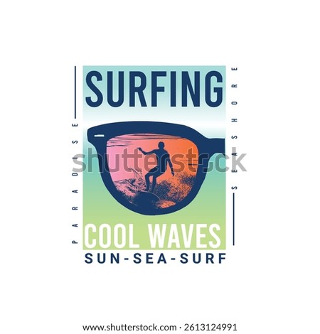 Surfing Cool waves sun sea surf vector t shirt design
