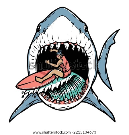 surfing in danger illustration hand drawn illustration