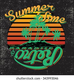 Surfing Design island silhouette sketch