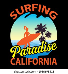 Surfing Design ready Editable Vector file for t-shirt, poster, mug, phone case, tote bag etc.