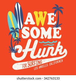 Surfing Design | Tropical vector set |Hand drawing silhouette | T-shirt Printing | Badge Applique Label