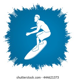 Surfing designed on grunge frame background graphic vector.