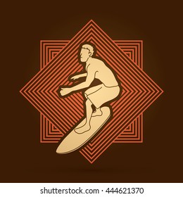 Surfing designed on line square background graphic vector.