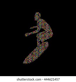 Surfing designed using colorful mosaic pattern graphic vector.