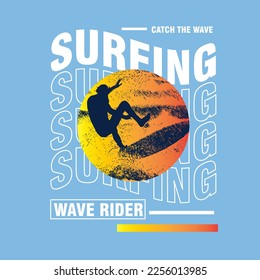 Los diseños de Surfing capturan el afiche tipográfico de la ola rider diseño gráfico de verano para el vector de impresión de camisetas
