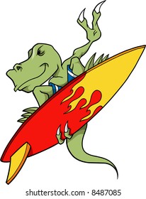 Surfing Dinosaur Vector Illustration